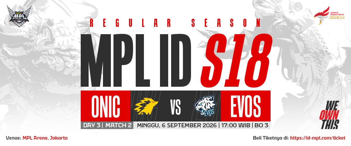 Jadwal MPL ID S18 Week 4: Big Match EVOS vs ONIC Paling Dinanti!